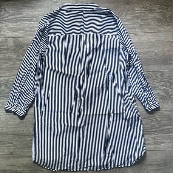 Harshman Navy White Vertical Striped Long Sleeve Tunic Top Size S Preppy Casual - Picture 7 of 7